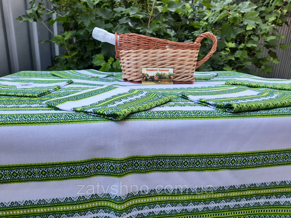Скатертина вишита зелена з серветками Київ - фото 6
