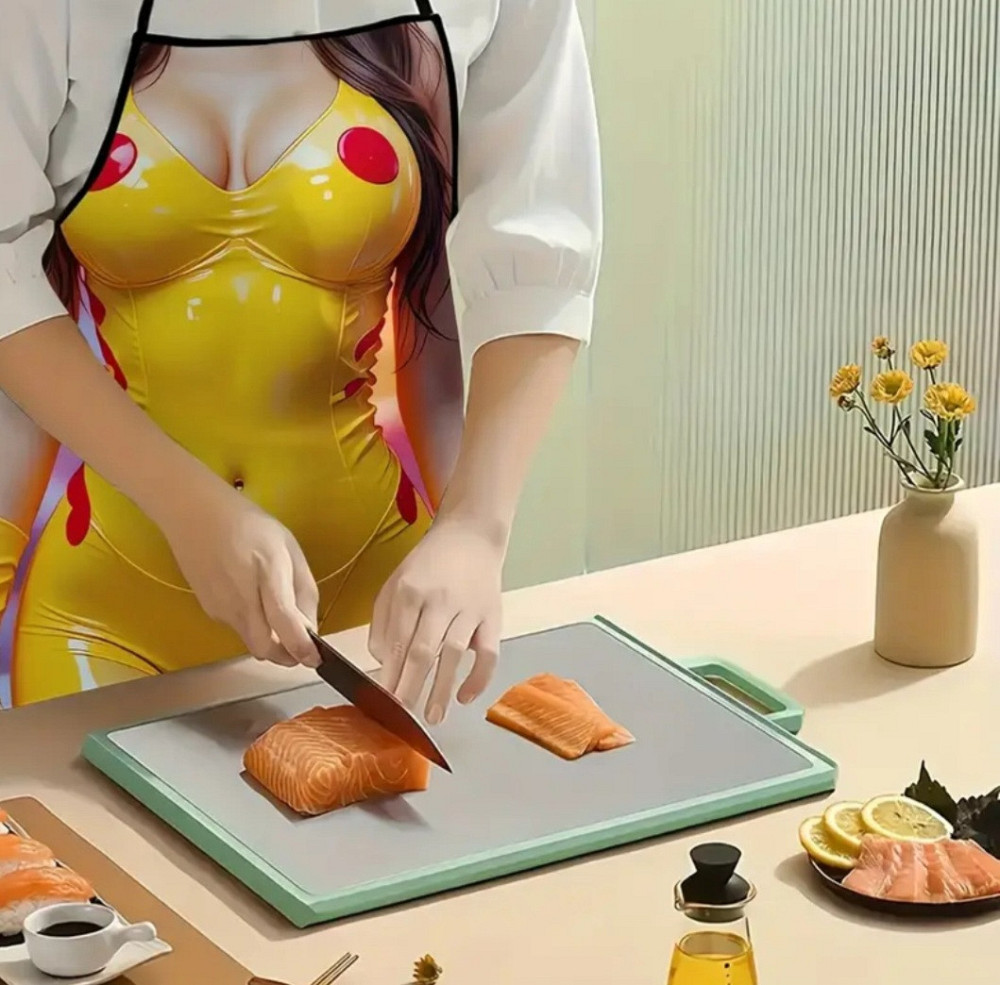 Фартух з приколом для жінок дівчина на малюнку 72 на 53 см різнобарвний Київ - фото 3