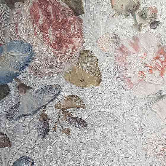 Шпалери метрові вінілові на флізелін Yuanlong Samsara квіти троянди, півонії блакитний рожевий червоний на Київ