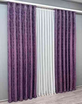 Комплект готовых штор VR-Textil Жаккард Sultan YL № 1547ш Фиолетовый 100х270 см 2 шт (31-723) Киев