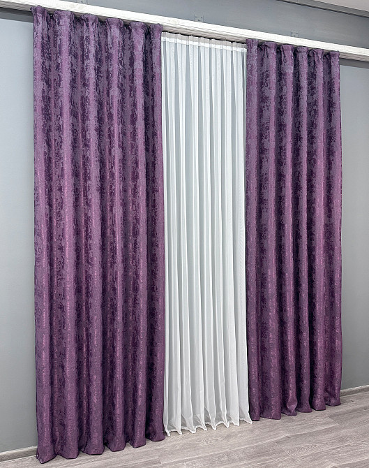 Комплект готовых штор VR-Textil Жаккард Sultan YL № 1547ш Фиолетовый 100х270 см 2 шт (31-723) Киев - изображение 4