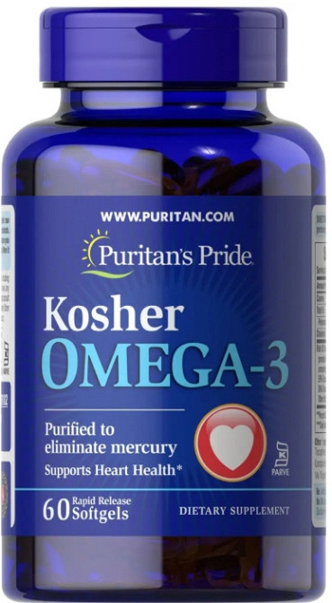 Омега-3 кошерний Puritan's Pride Kosher Omega-3 with EPA & DHA 742 мг 60 капс Київ - фото 1