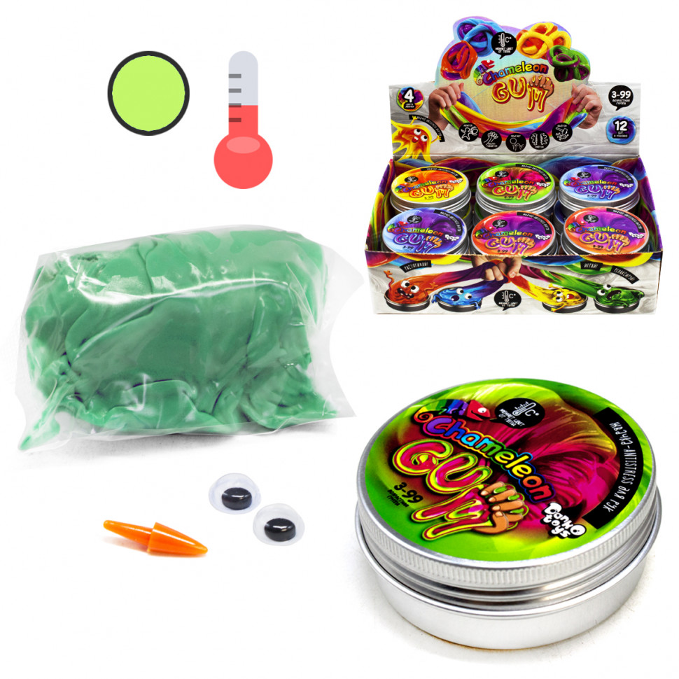 Жуйка для рук "Chameleon Gum" GUM-01-01UС в металевій коробочці  Зелено-салатовий Вінниця - фото 1