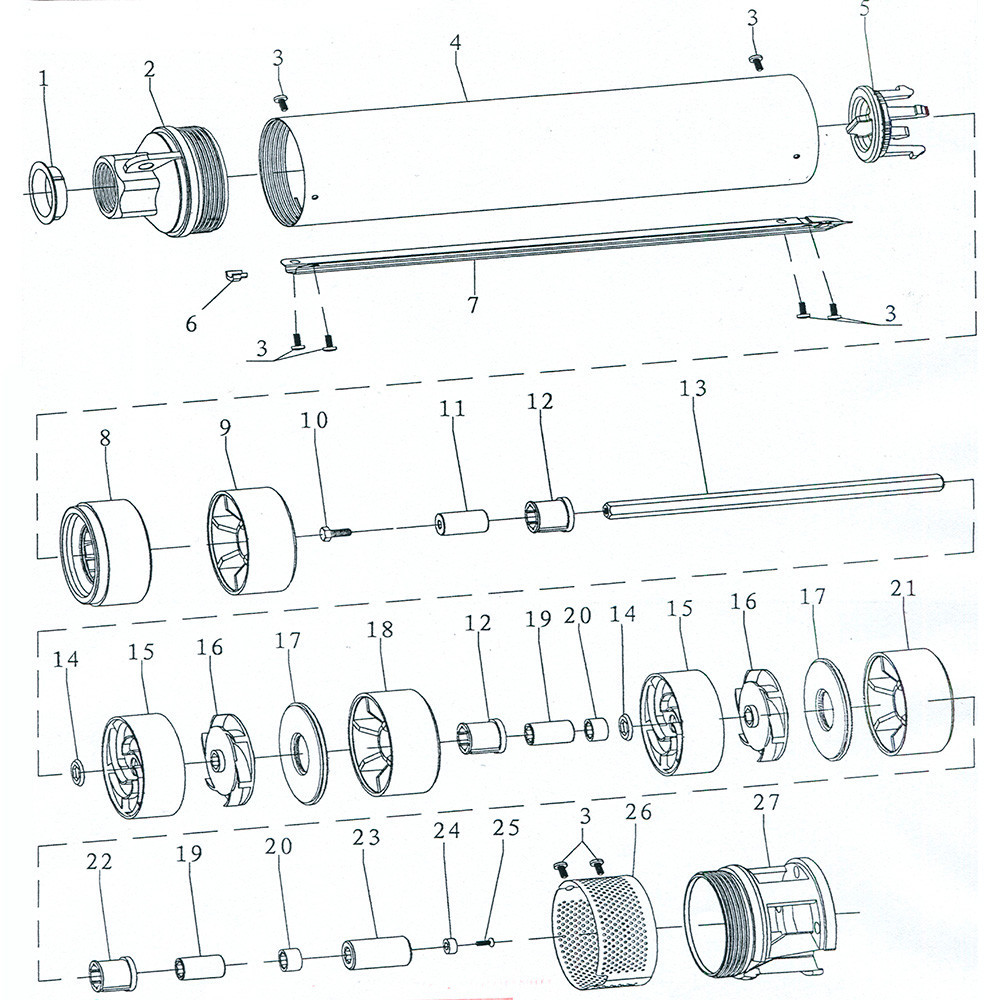Насос центробежный 1.5кВт H 169(131)м Q 55(35)л/мин Ø102мм mid AQUATICA 4QJD3-24-1.5 (778127) Ровно - изображение 2