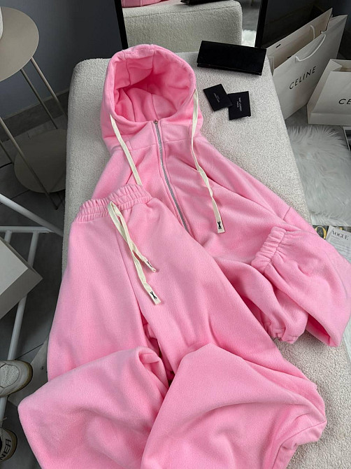 Женский теплый повседневный костюм двойка: кофта и брюки из двухстороннего флиса Розовый, 42/46 Одесса - изображение 5