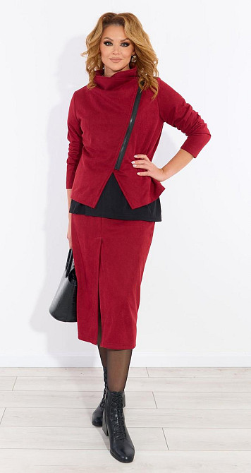 Стильний замшевий костюм зі спідницею (52) Київ - фото 5