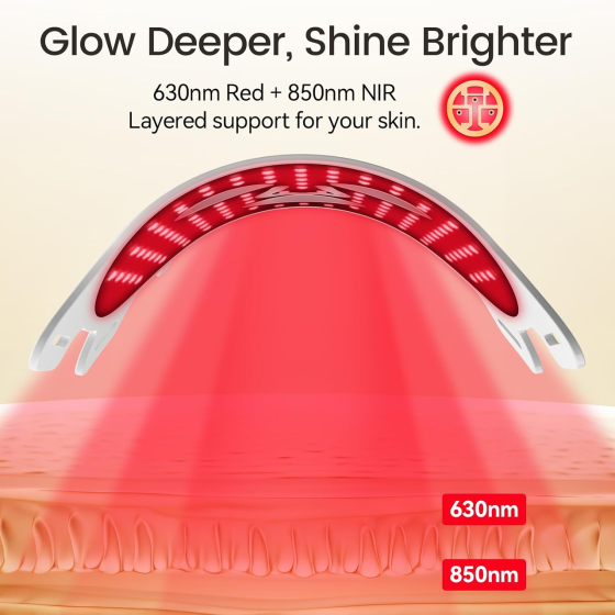 LED-маска TIUUBT SP-1103 для обличчя та шиї, 175 LED, 7 кольорів + NIR, акумуляторна, біла Київ