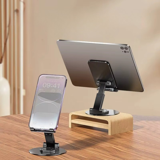 Подставка-держатель настольная для телефона или планшета, холдер для сматрфона,складная, с поворотом на 360 черная Каменец-Подольский