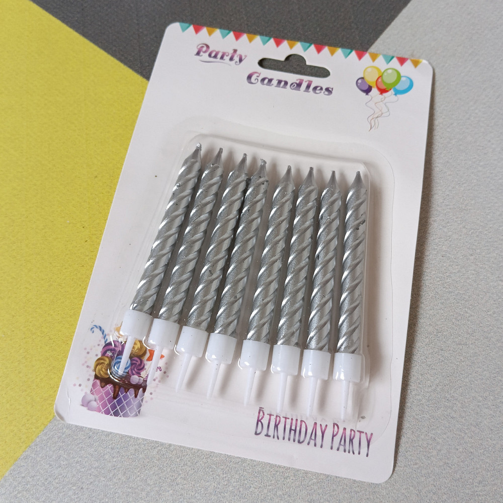 Свічки для торта середні срібло 8 шт. Київ - фото 1