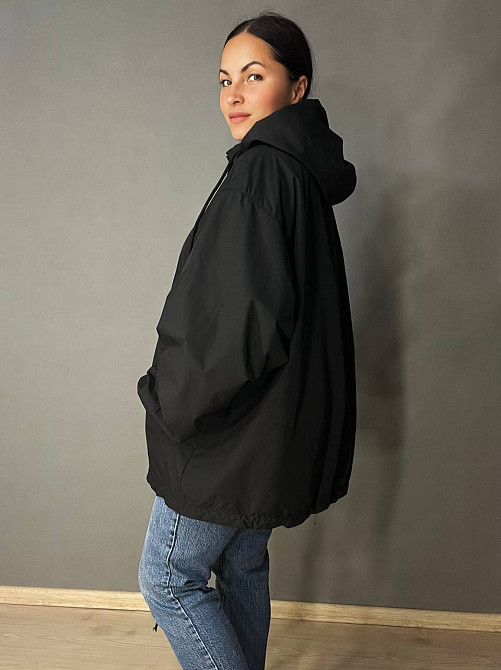 Куртка жіноча Lady Yep 9096-1 вітрівка оверсайз подовжена з капюшоном, чорний, one size Київ - фото 17