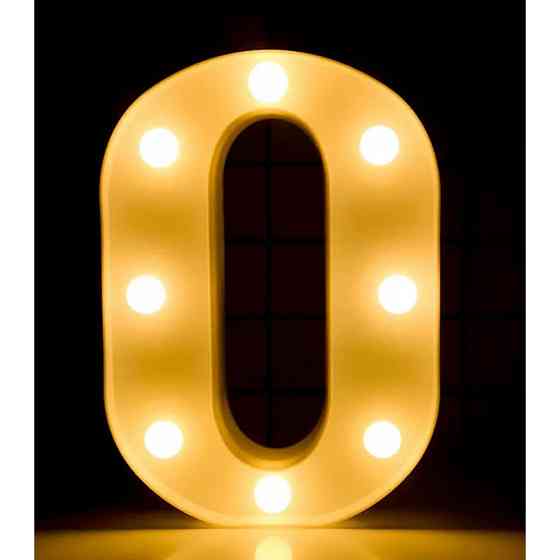 Объемная цифра 0 Led декоративная маленькая 21 на 14 см белый Киев