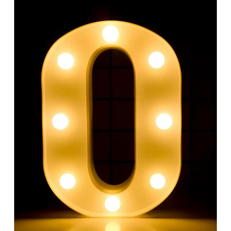 Объемная цифра 0 Led декоративная маленькая 21 на 14 см белый Киев - изображение 2