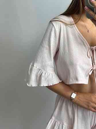 Женский комплект на завязках с шортами Розовый XS-S Харьков