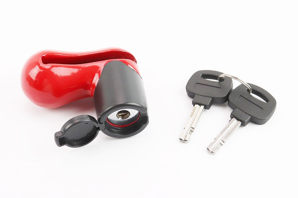 Замок протиугінний на гальмівний диск під ключ, червоно-чорний TY115 Київ - фото 1