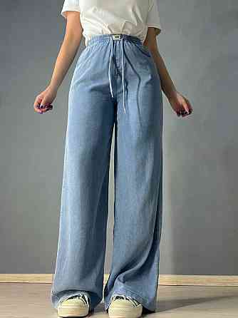 Джинсы женские Immet 5606-8602 палаццо талия на резинке тенсель голубые, голубой, З4, 34, 93 см, 121 см Киев