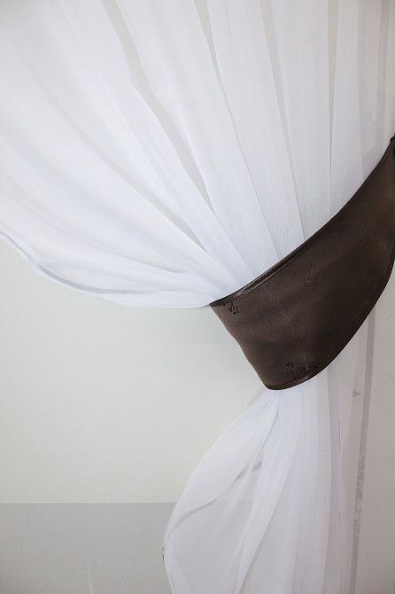 Кухонный комплект VR-Textil № 084к шторки с ламбрекеном белый с коричневым 270х170 см (52-0634) Киев - изображение 3