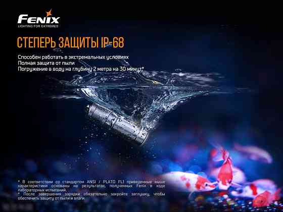 Ручний міні ліхтарик Fenix E02R 200лм Micro USB (Синій) Вінниця
