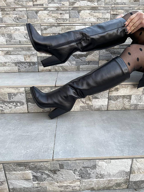 SANTINI Стильні жіночі зимові чоботи шкіряні на підборах чорні теплі, на хутрі 955720-11 р. 36- Коломыя - изображение 7