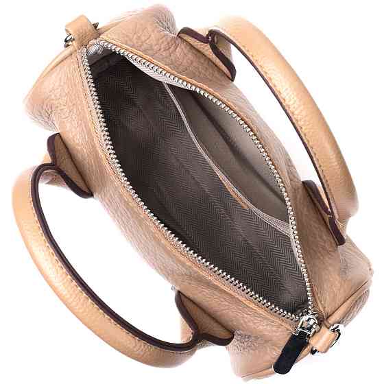 Сумка женская с металлическими акцентами на ручках из натуральной кожи Vintage 22368 Бежевая Киев