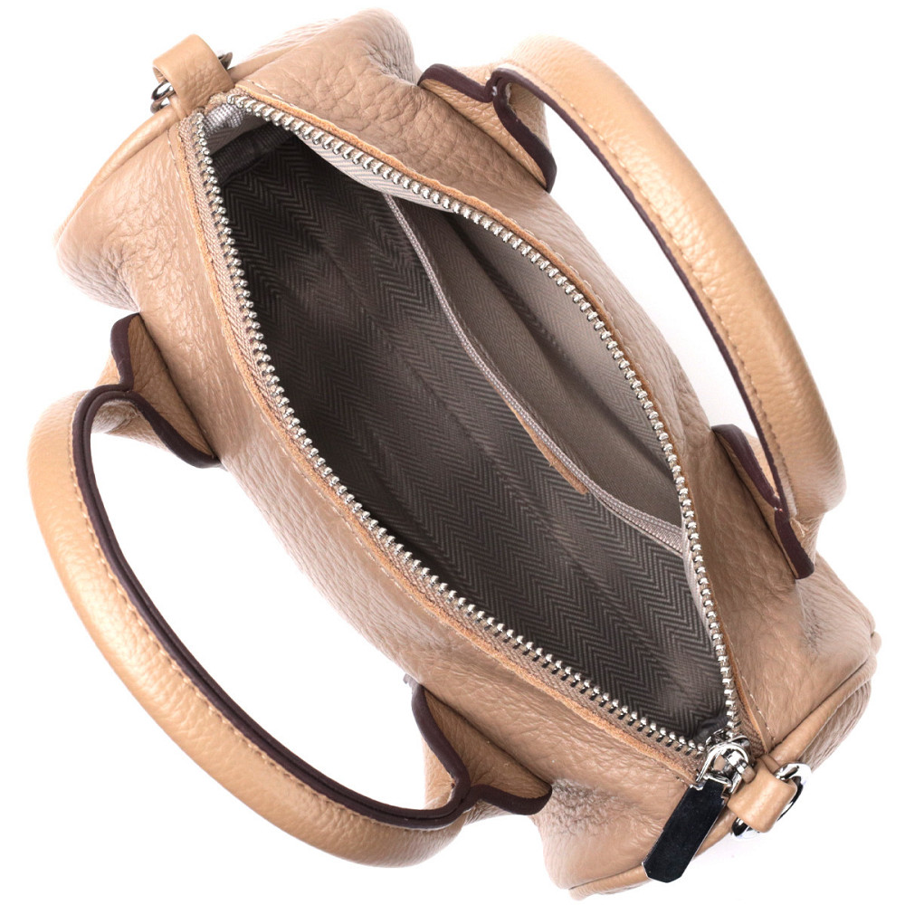 Сумка женская с металлическими акцентами на ручках из натуральной кожи Vintage 22368 Бежевая Киев - изображение 6