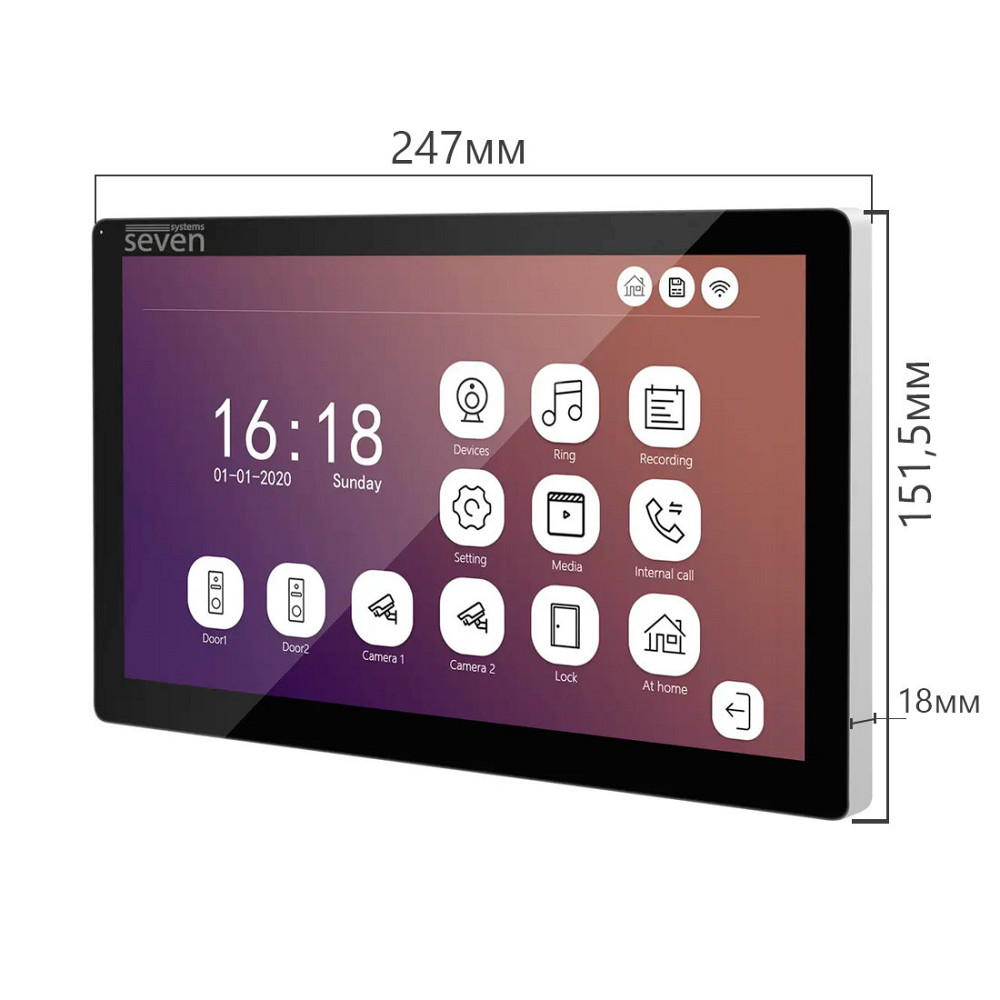 IP-видеодомофон 10 дюймов с Wi-Fi SEVEN DP-7517FHDW - IPS black Киев - изображение 6