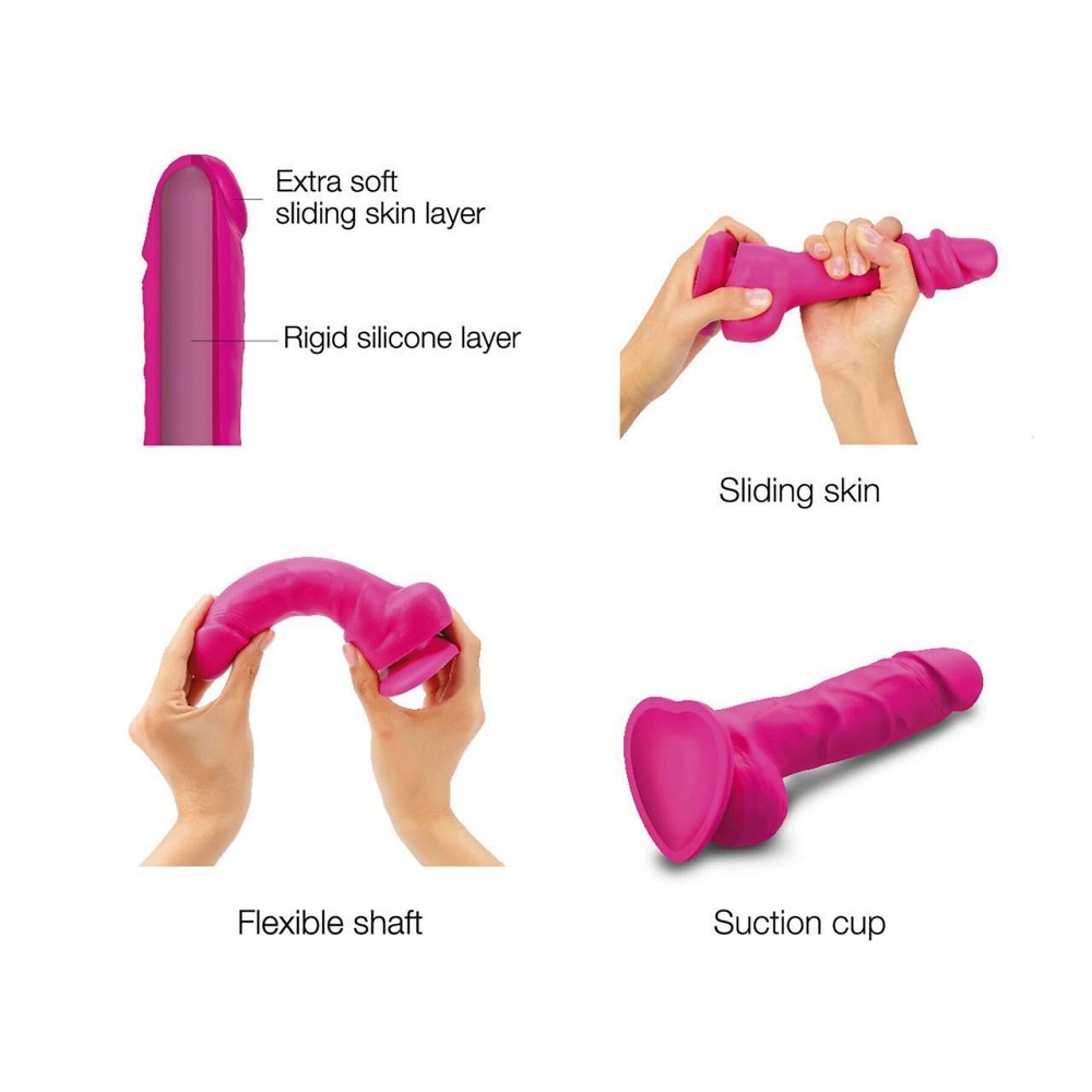 Реалістичний фалоімітатор Strap-On-Me Sliding Skin Realistic Dildo Fuchsia S, ефект рухливої шкіри Sex Aura Київ - фото 4