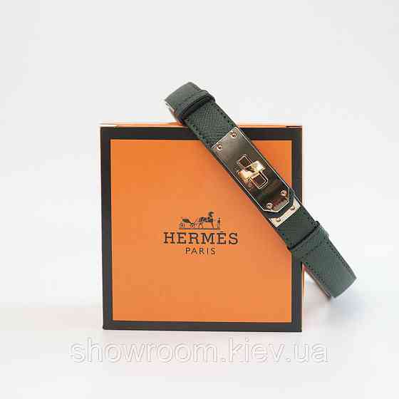 Зеленый женский кожаный ремень с золотой пряжкой  (280-1) Киев