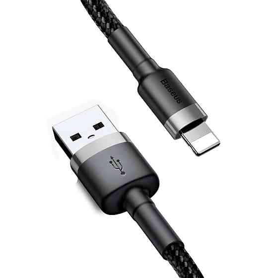 Кабель Baseus Cafule Cable USB For Lightning 2.4A 1m Gray+Black Київ