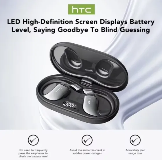 Спортивні bluetooth навушники HTC HD Bass з AI-перекладачем 134 мови NE57 Black Запоріжжя