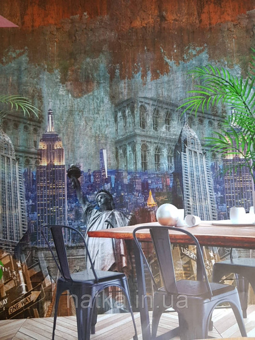 Обои виниловые Grandeco One roll one motif 2 A40201 панно 3д лофт город дома здания памятники надписи Киев - изображение 1