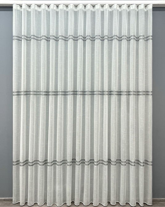 Тюль VR-Textil 2087т Мережка Льон Молочний з сірим 400х270 см (42-1298) Київ - фото 2