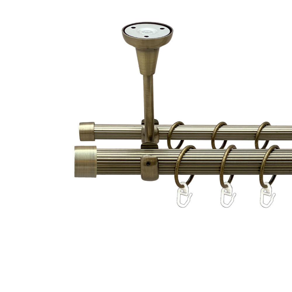 Карниз Orvit Заглушка металевий дворядний відкритий до стелі рифлена труба кільце металеве Антик 25\16 мм 160 см (00-00025704) Львів - фото 1