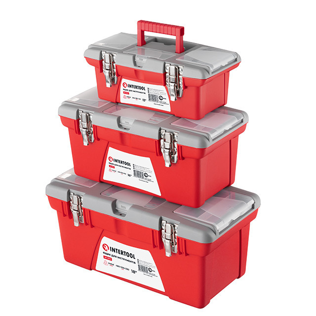 Комплект ящиків для інструментів з метал. замками, 3 шт. (BX-0513 13", BX-0516 16", BX-0518 18") INTERTOOL BX-0503 Київ - фото 1