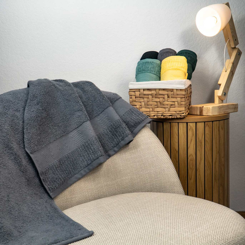 Махровий рушник 50x90см Преміум якості Зеро Твіст Бордюр 550г/м2 (Сірий) Суми - фото 2