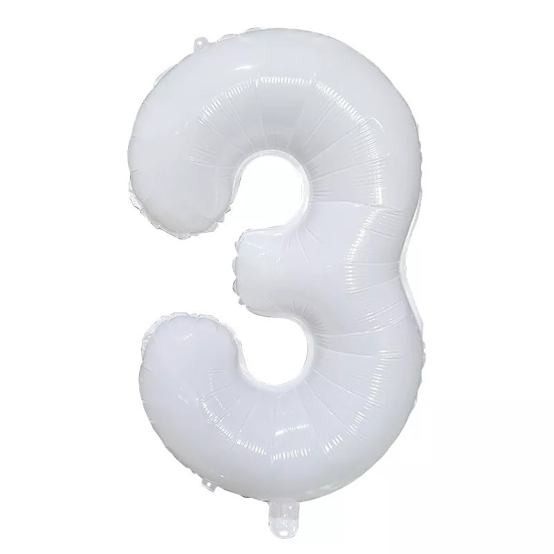 Кулька цифра 3 фольгована 32 дюйма білий Київ - фото 1