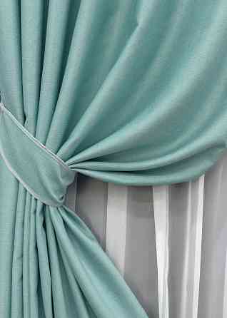 Комплект готовых штор VR-Textil Шенилл однотонный № 1697ш Светло-бирюзовый 100х270 см 2 шт (31-773) Киев