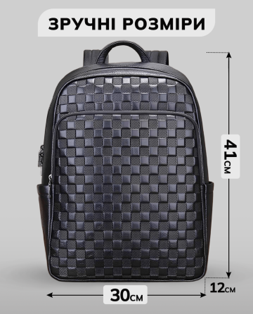 Чоловічий рюкзак Tiding Bag (30 х 41 х 15 см) для ноутбука з натуральної шкіри Чорний Вінниця