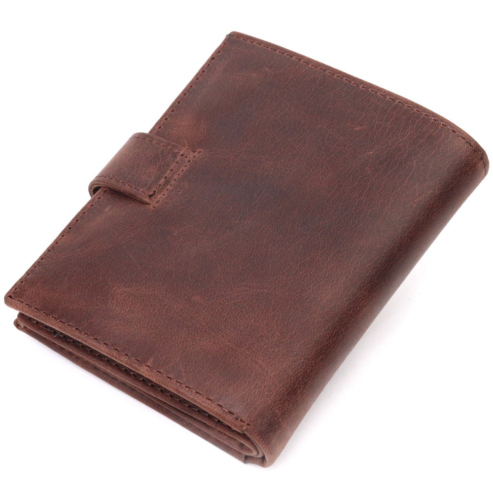 Невеликий чоловічий гаманець у вінтажній шкірі KARYA 21387 Коричневий Київ - фото 2