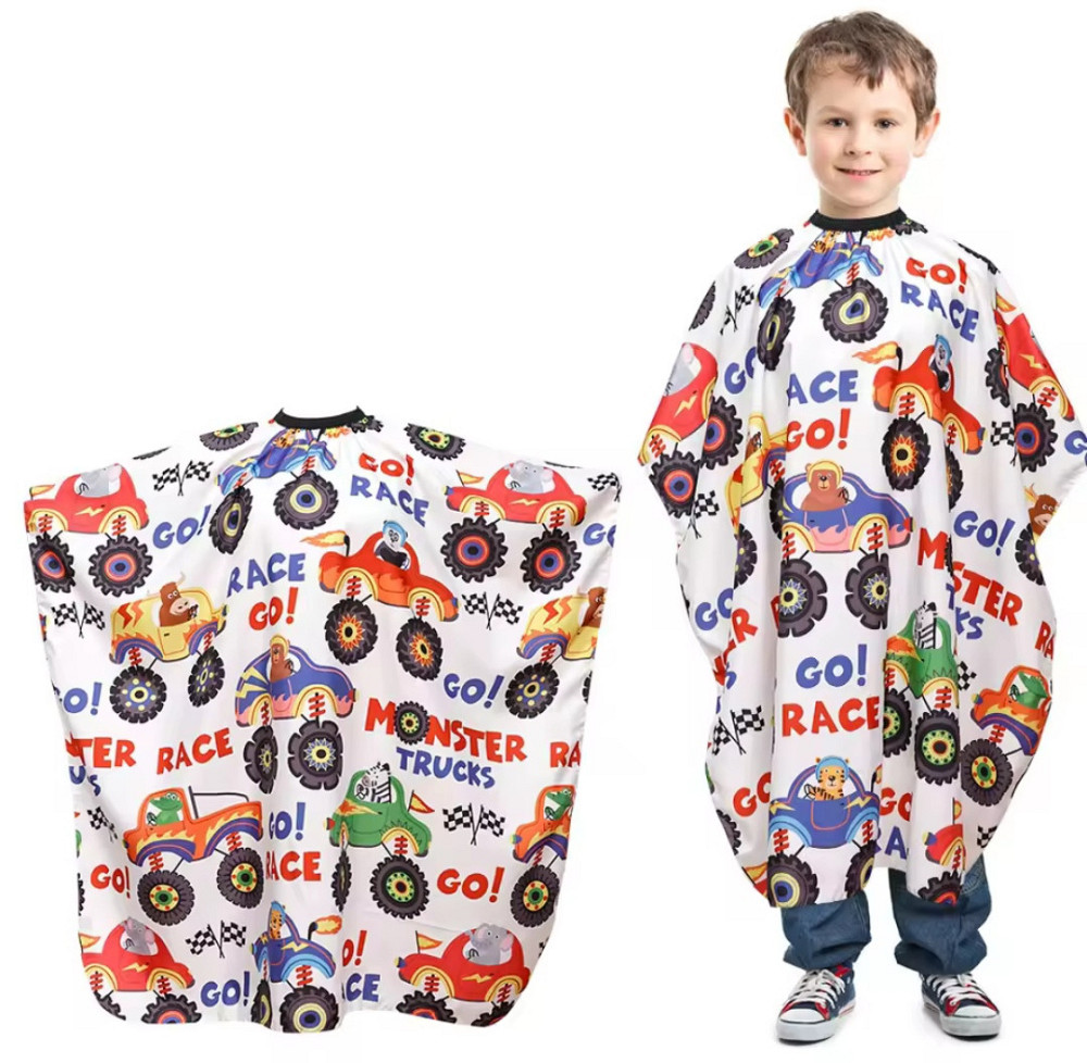 Детская парикмахерская накидка с машинками для стрижки 102 на 140см белый Киев - изображение 1