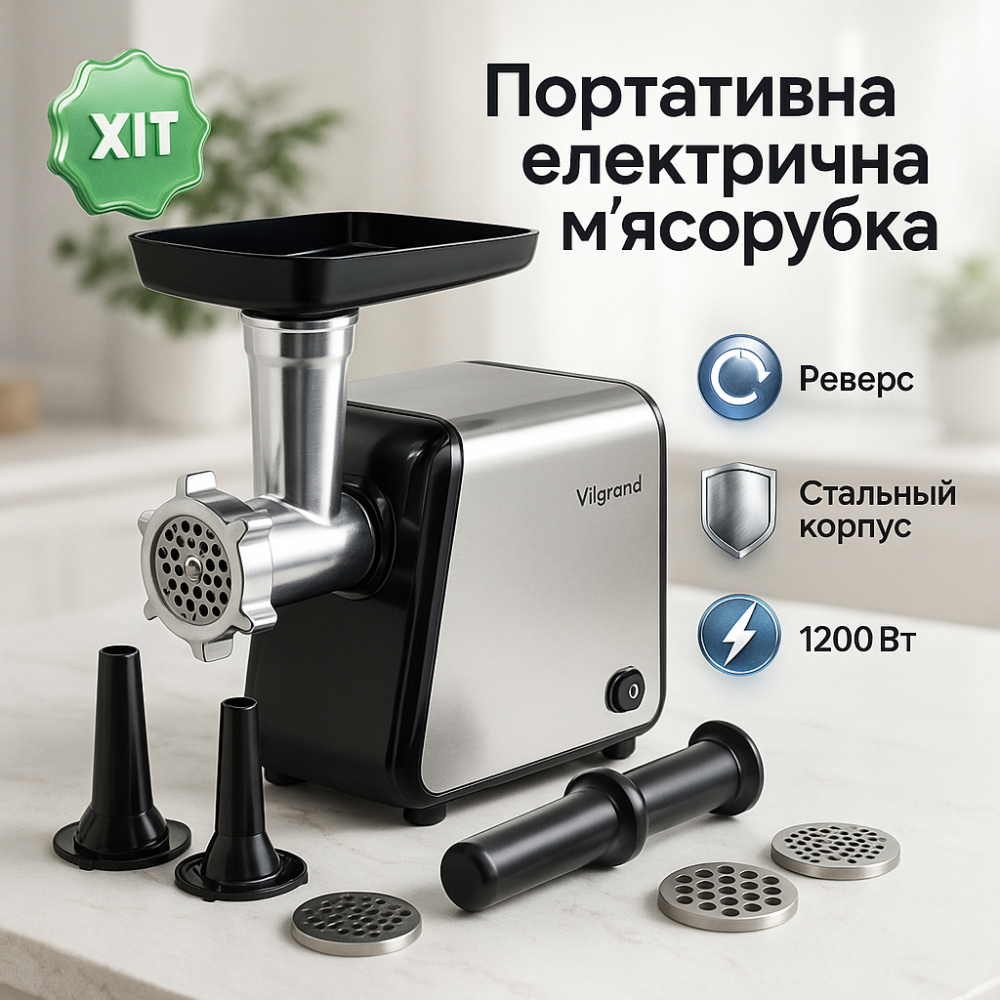 Бытовая мясорубка с насадкой для томатов VILGRAND, Портативная мясорубка для кухни WT-32 Львов - изображение 16