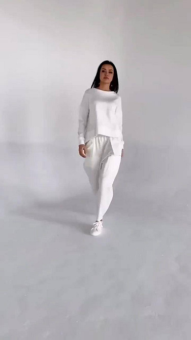 Жіночий повсякденний прогулянковий костюм двойка двонитка Білий, 48/52 Одеса - фото 3