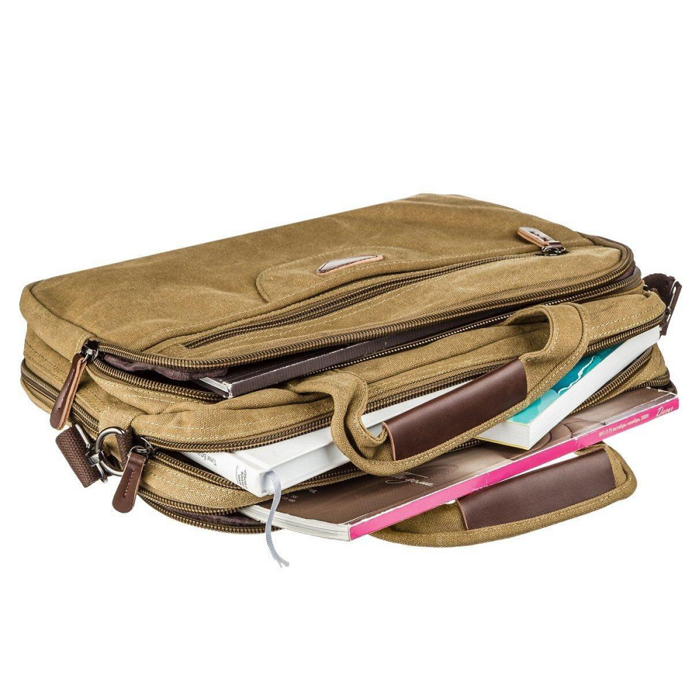 Сумка текстильна для ноутбука на два відділення Хакі (Vintage) Київ - фото 3