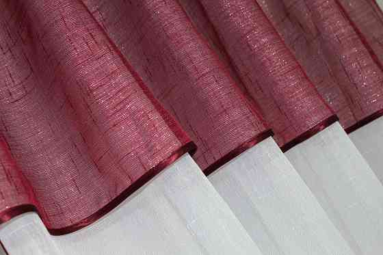 Кухонный комплект, шторки с ламбрекеном и подхватами цвет бордовый с белым 073к 59-292 Киев