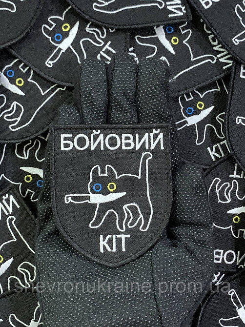 Шеврон бойовий кіт (Форма щит. На липучці) Розмір 8x7см Київ - фото 6