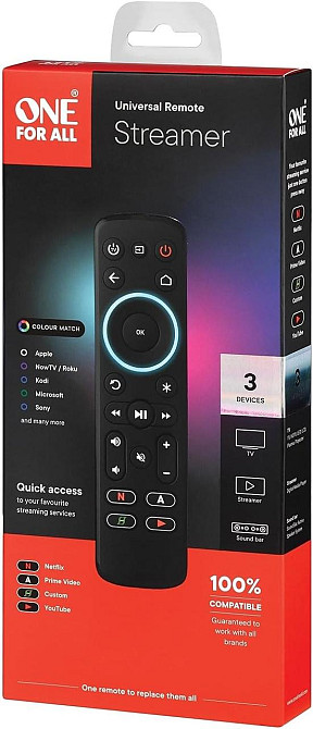 Пульт One For All URC7935 Чорний стримінг-пульт для цифрової приставки TV Roku Apple TV саундбарів універсальний 3 пристрої ІЧ Київ - фото 8