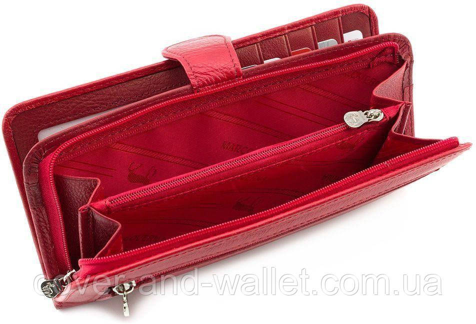 Женский тонкий кожаный кошелек красного цвета Marco Coverna 031-950 Киев - изображение 3