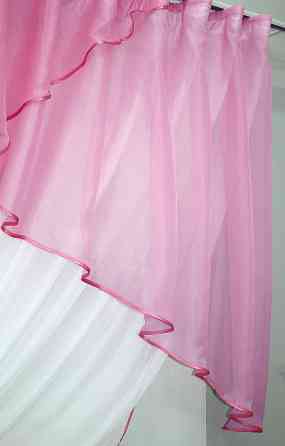 Кухонный комплект (280х170см) шторка с ламбрекеном цвет розовый с белым 00к 59-398 Киев