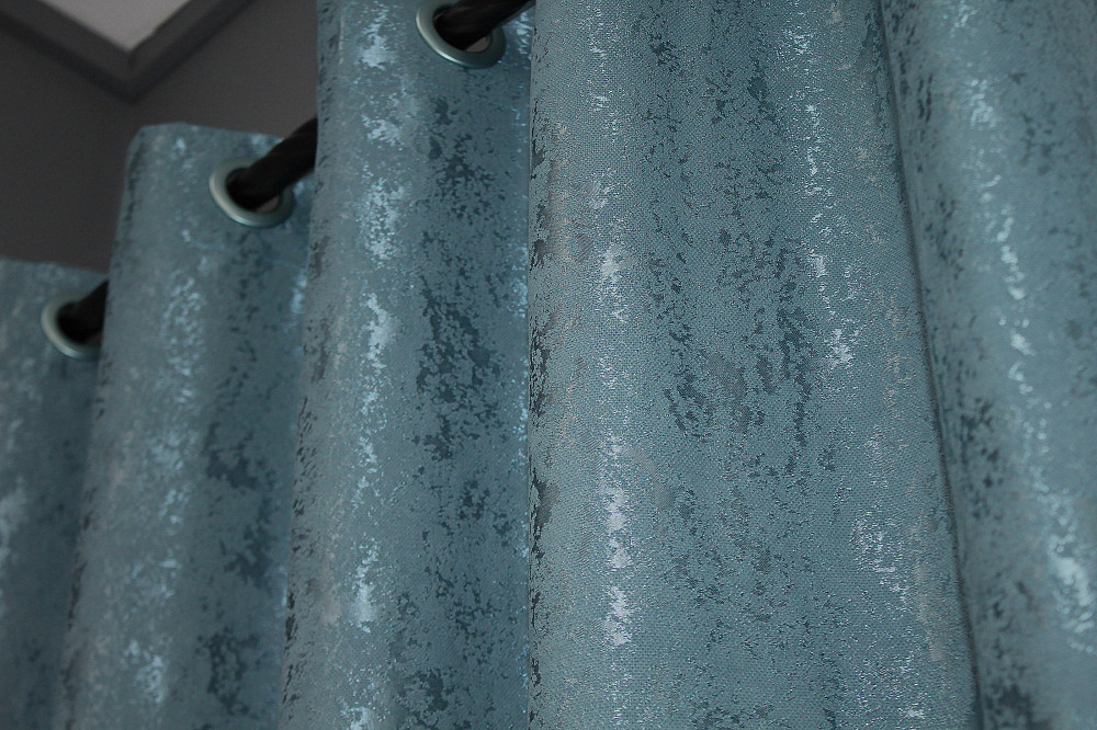 Комплект штор на люверсах VR-Textil Льон мармур Pavliani № 1369ш 150х250 см 2 шт Лазурний (37-0051) Київ - фото 8