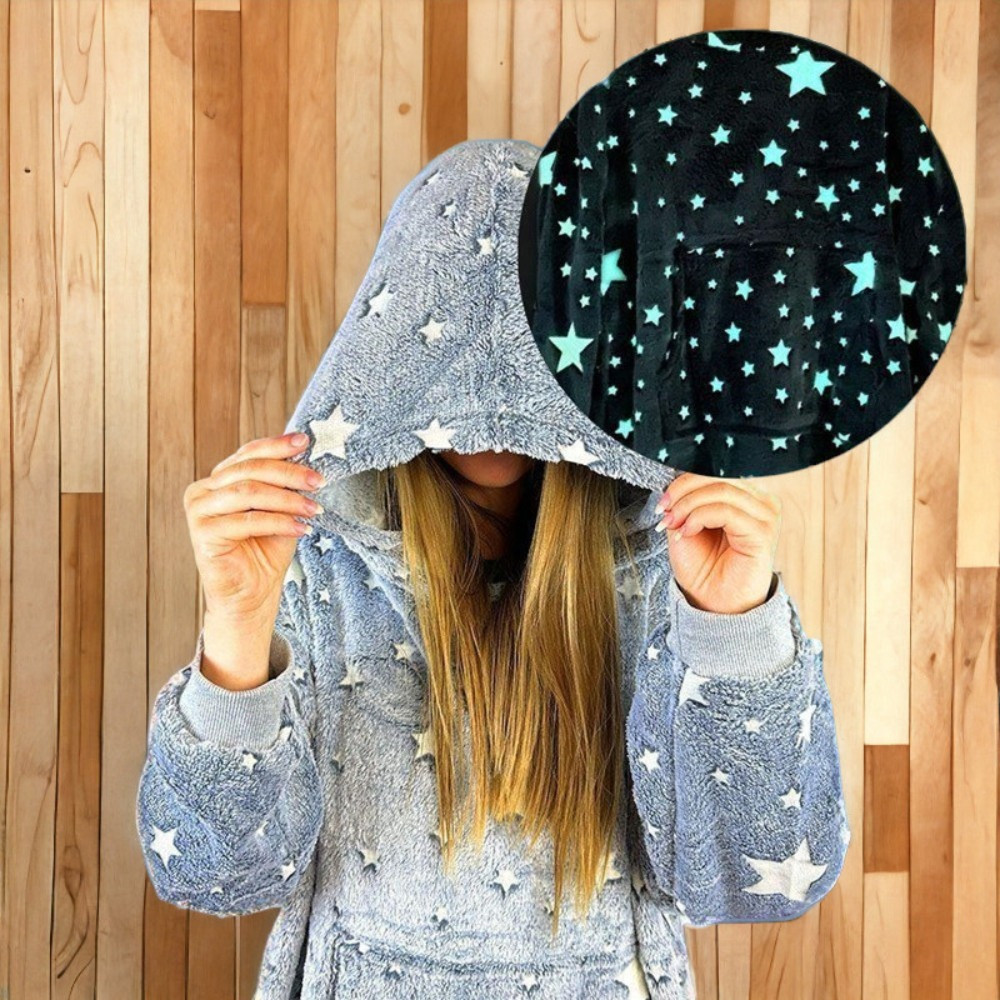 Толстовка плед з капюшоном, що світиться вночі, Stars Dream Зірки, Сірий / Теплий флісовий худі з зірками Київ - фото 6