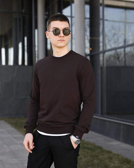 Свитшот мужской однотонный шоколадный Pobedov 001 Киев - изображение 1